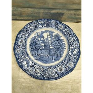 Staffordshire England Liberty Blue Ironstone Colonial Scene Blue & White Plate